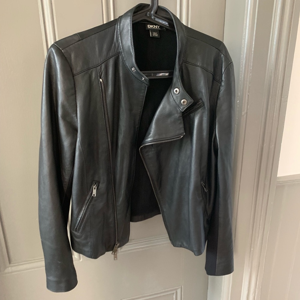 DKNY Leather Moto Jacket